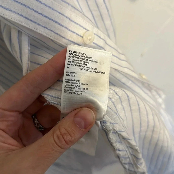 H&M Oversized Striped Linen Dress EUC M/L - Picture 4 of 7